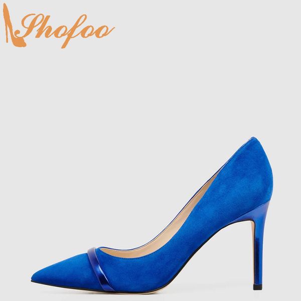 

blue stilettos women pumps high thin heels pointed toe slip on large size 12 15 ladies 2020 summer new fashion shoes shofoo, Black