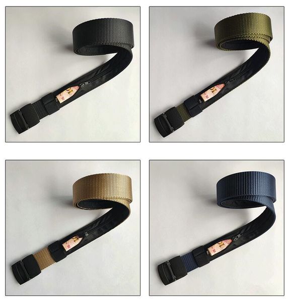 

men leisure outdoor travel multifunctional nylon canvas belt zipper wallet hide money tactical belts harajuku punk cintos, Black;brown