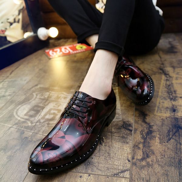 

2019 new genuine leather shoes men spring breathable casual leather shoes for men fashion glossy sneakers business, Black