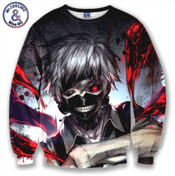 

mens designer autumn 3d tokyo printing long sleeve t-shirt sweater, Black