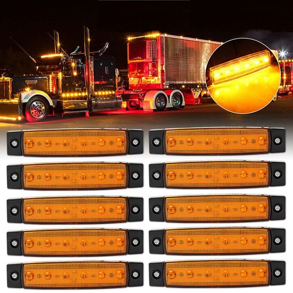 

10pcs/set 12v 24v 6 led car bus truck trailer lorry side marker indicator light brake signal lamp 5 color blinker light