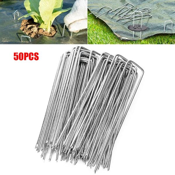 

6 inch u-shape stainless steel landscape garden staples turf staples 50/100pcs weedproof cloth nail christmas decorations