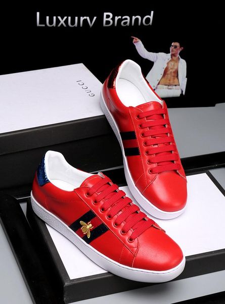 

2020 new lu gucci quality shoes man tiger bee pearl blue red stripes distressed luxury shoes real canvas fashion ace sneak, Blue;gray
