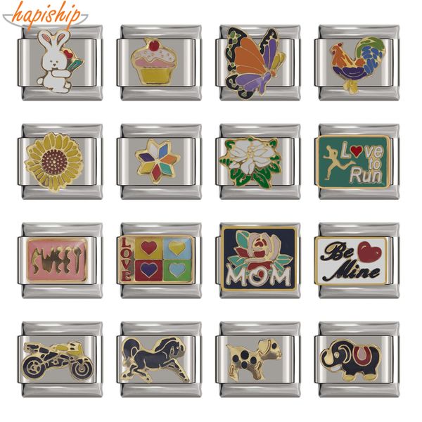 

hapiship original daisy horse love butterfly mom dog motorcycle elephant charm fit bracelet stainless steel jewelry making dj03, Golden;silver