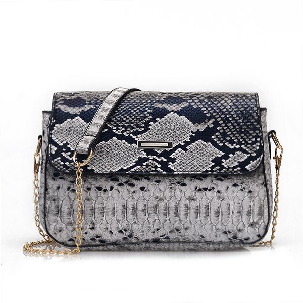 

crossbody ms.snake print pu leather shoulder bag women chain messenger bag lady handbag grey