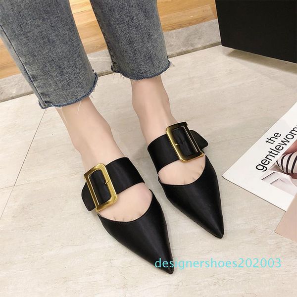 

lapolaka 2019 chic fashion summer slippers casual pointed toe women shoes outdoor elegant woman shoes mules flat sandals d03, Black