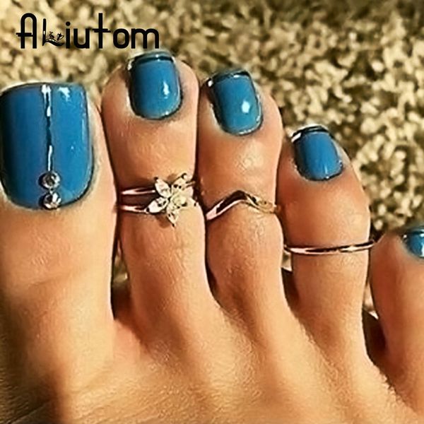 

aliutom 3pcs/set retro bohemia foot rings female carved flower tibetan silver toe rings open cuff boho beach jewelry, Golden;silver