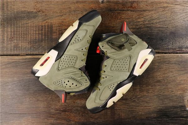 

2019 new arrival 6s travis scott medium olive green 3m reflective sail red men outdoor shoes sneakers size 40-46