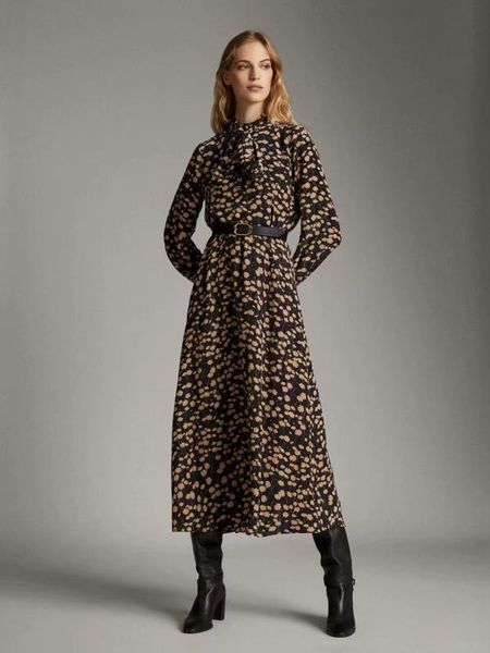 

2019 summer printing black dress women's printing skirt, Black;gray