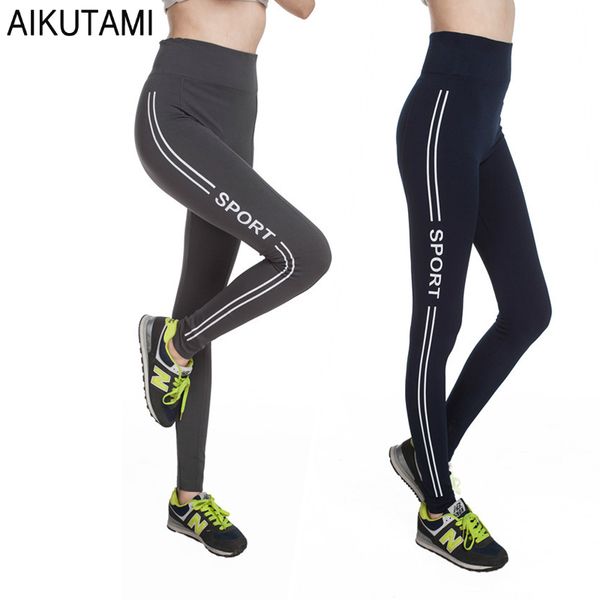 

aikutami running women leggins sport fitness yoga pants elastic breathable compression pants gym leggings running tight, Black;blue