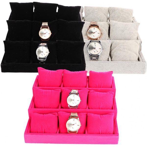 

9 grids watch storage box bracelet case organizer jewelry display container watch bracelet gift box for storage, Black;blue