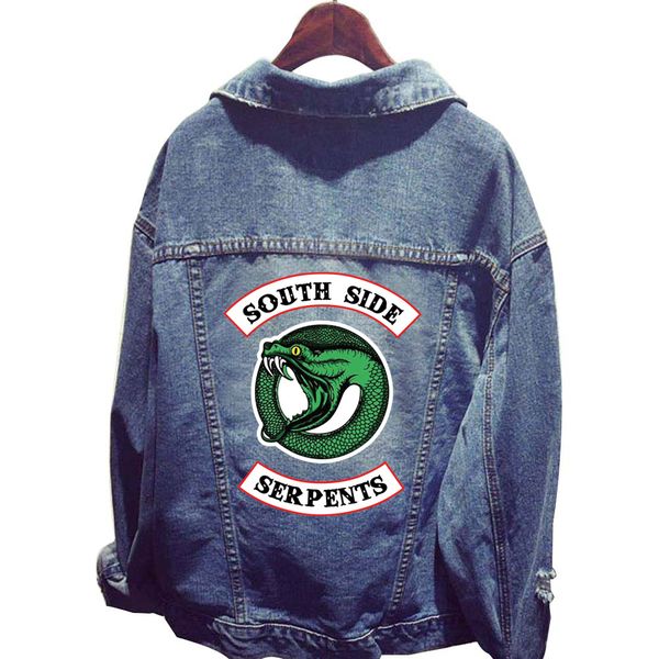 

new fashion riverdale south side serpents clothes women denim jacket hole coat female baseball hoodie outerwear sweatshirts, Black