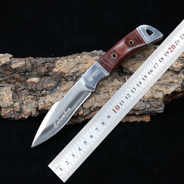 

wholesale sanjia knives columbia k91 straight knife 440c 55hrc wooden handle nylon sleeve outdoor survival hiking camping tool fixed blade