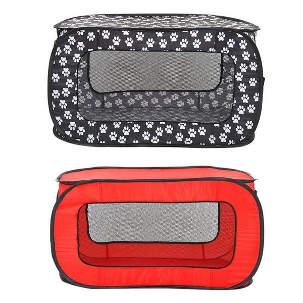 

2019 1 pc portable folding rectangular pet tent dog cage playpen fence puppy kennel black red cloth pet tent products