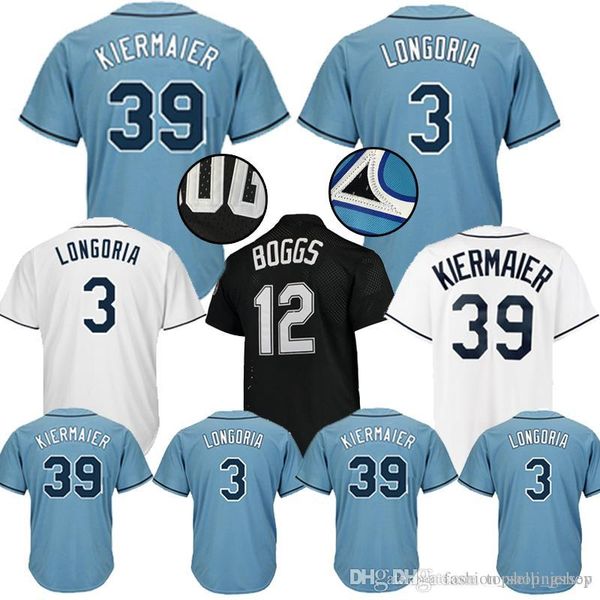 

Tampa Bay 12 Wade Boggs jersey Ray 3 Evan Longoria 39 evin Kiermaier men M-XXXL Baseball Jerseys
