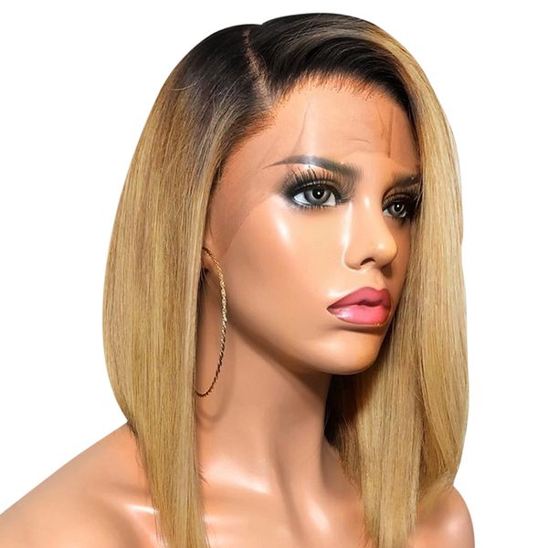 

lace front human hair wigs for women black pre plucked brazilian short bob wig bleached knots