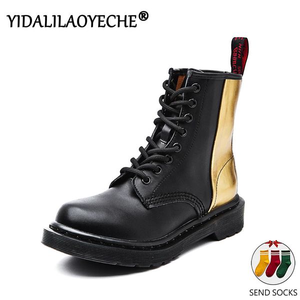 

wedges woman boots autumn women ankle boots stretch cross-tied punk shoes genuine leather black lace up leather women