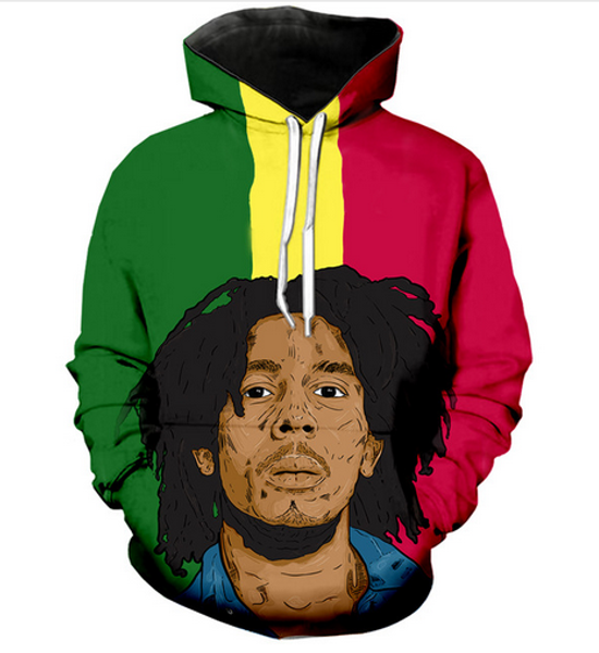 

new fashion cool sweatshirt hoodies 3d print mens womens casual bob marley fashion style streetwear long sleeve clothes rlms0128, Black