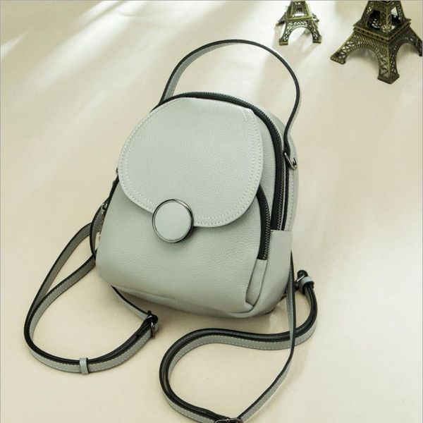 

yilunxi woman black first layer cowhide small bag female new style portable backpack woman's genuine leather backpack mini bags