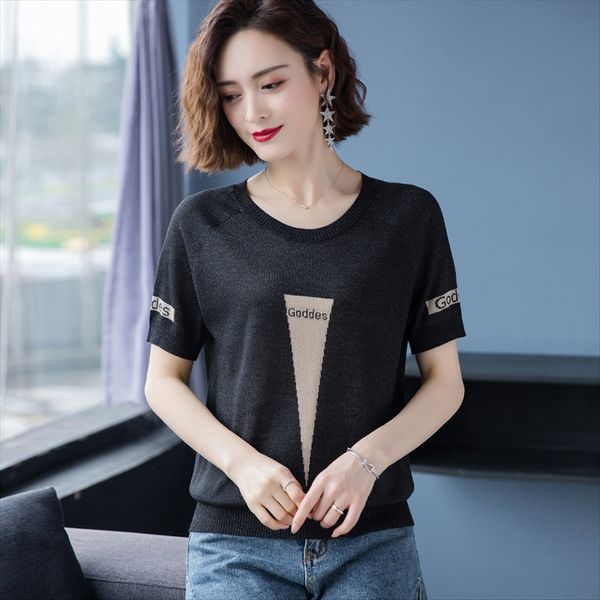 

ice шелковый трикотаж -sleeved дамы 2020 рыхлый тонкий верхний ice шелковый трикотаж short -sleeved тенниска дамы 2020 рыхлый тонкий коротки, White