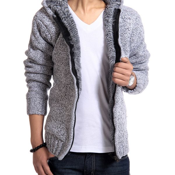 

2019 fur inside thick autumn & winter warm jackets hoodies hodded men's casual 5 color thick sweatshirt mzm179, Black