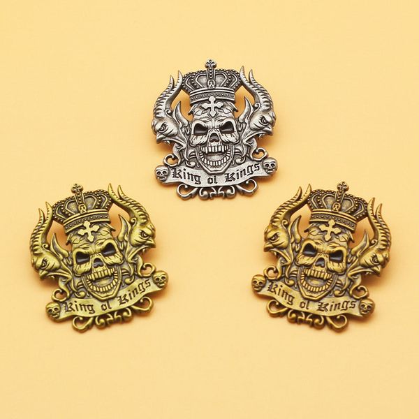 

king of king brooch and enamel pin crown skull cross eagle lapel pin, Gray