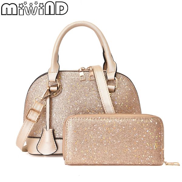 

ladies handbag shoulder messenger bag pu leather fashion trend shell bag large capacity 2-piece set miwind 2019 new