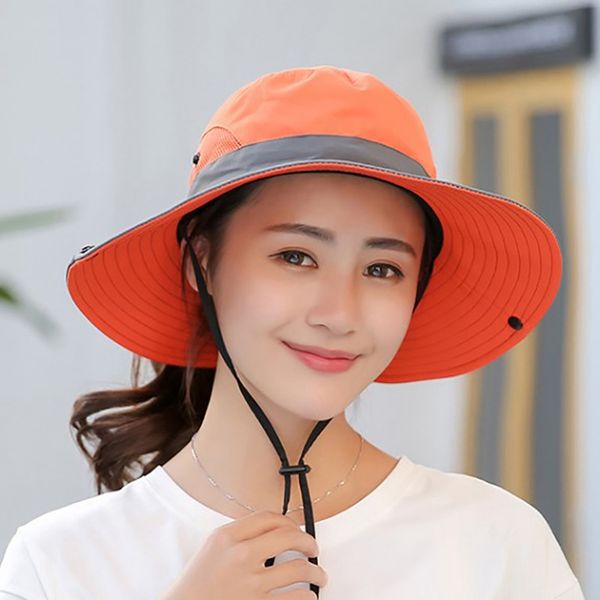 

women outdoor cap uv protection foldable knitted wide open summer beach hat fishing hs, Black;white