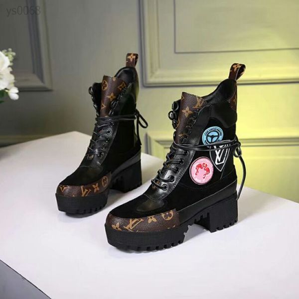 

europe and america 2019 winter new short boots thick with authentic heel martin boots leather platform thick bottom locomotive boots, Black