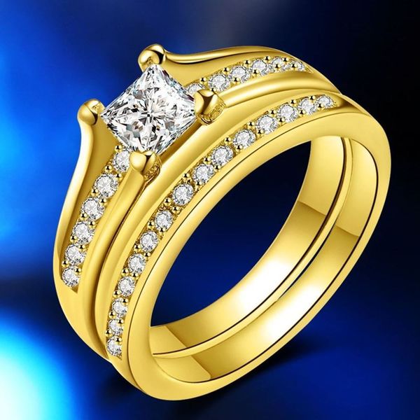 

plating square zirconium stone lovers ring woman women's be engaged set ring, Silver