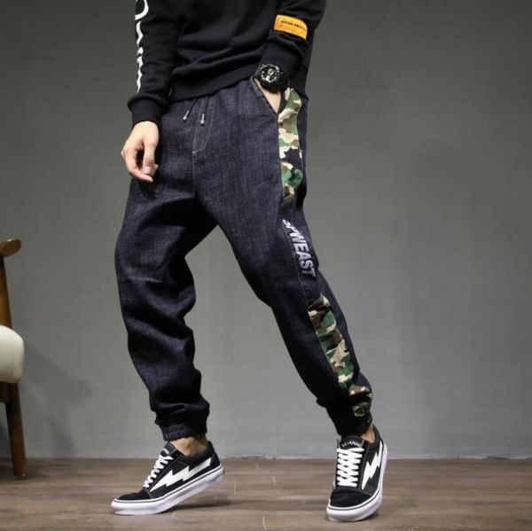 

men clothes 2020 camouflage collage hip hop jeans jean homme japanese streetwear plus size 6xl jeans denim jogger male w171, Blue