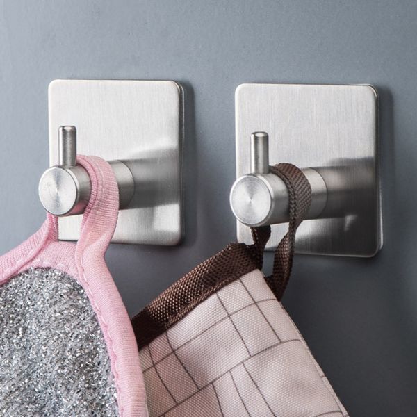 

aluminum alloy self adhesive wall door back hooks heavy duty key clothes rack bathroom kitchen towel rustproof hook 3 pcs