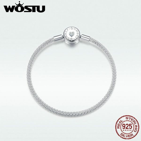 

wostu authentic 925 sterling silver original bracelct fit beads pendants charms clean cz bracelet for women jewelry dab014, Golden;silver