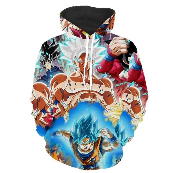 

mens designer dragon ball muscle 3d hooded sweater large size children's wear hoodie cartoon long sleeve warm clothing, Black