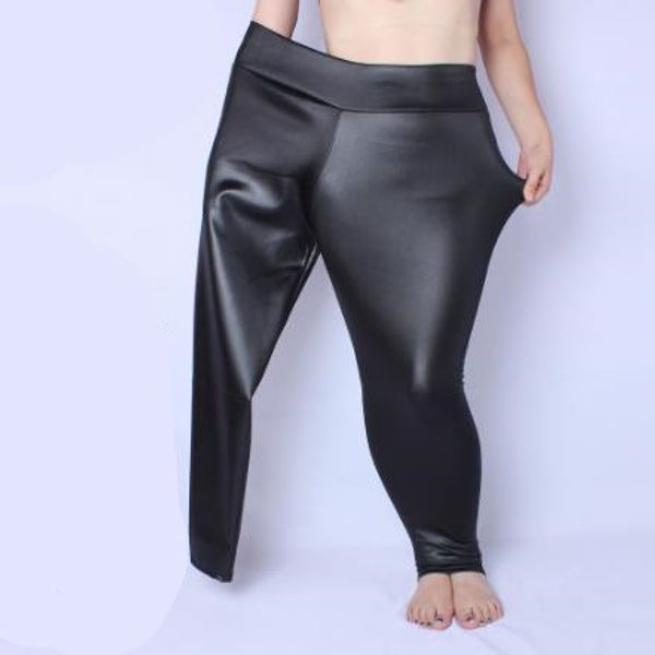 

women pants 2020 women autumn pu leather tunic fleece pants elastic high waist vintage strench black pencil trousers m834, Black;white