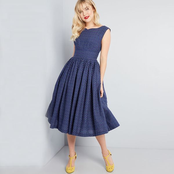 

2020 new european and american color dot retro a-line dress