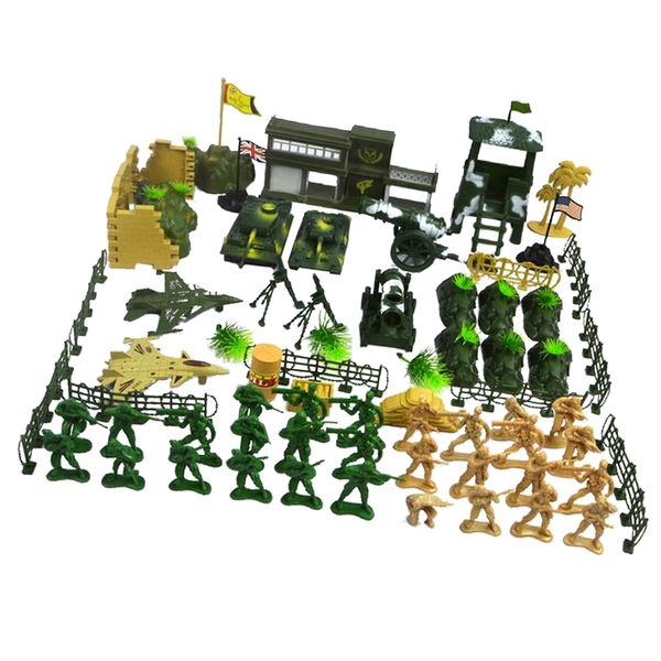

plastic action figures army men soldier playset with scaled vehicles - 90 pieces