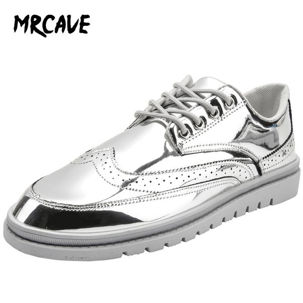 

ashion men sneakers golden brogue shoes flats oxfords pu leather casual shoes wedding men flat platform sequin sneakers, Black