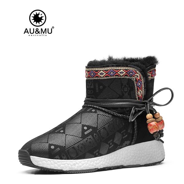 

2017 aumu australia traditional bead string pattern winter boots ny107, Black