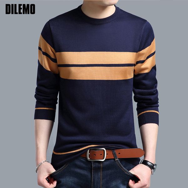 

2018 new fashion brand sweater for mens pullovers slim fit jumpers knitred warm autumn korean style striped casual men clothes, White;black
