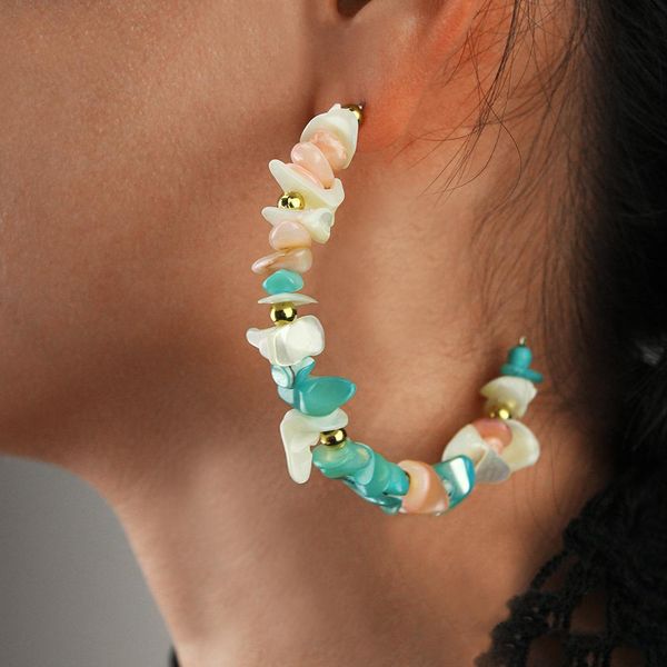 

new accessories colored shattered earrings female earrings fashion personality natural colored shredded earrings women jewelry, Silver