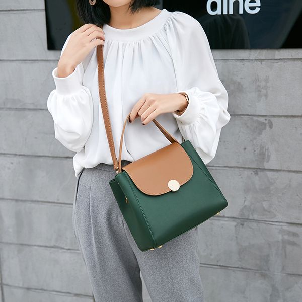 

2019 fashion women messenger bags patchwork shoulder ladies small bucket handbag samll cross body
