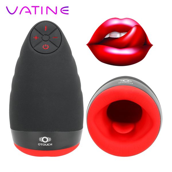 VATINE 6 Modelli Vibratore Pompino Masturbazione Coppa Riscaldamento Orale Sex Cup Giocattoli erotici in silicone per uomini Masturbazione maschile T191202