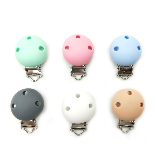 

50 pcs round color silicone baby pacifier chain clips soother nursing holder clips baby accessories