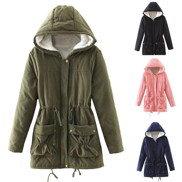 

women's cotton clothes winter coat womens warm long coat fur hoodies collar jacket slim winter parka outwear coats y723, Tan;black