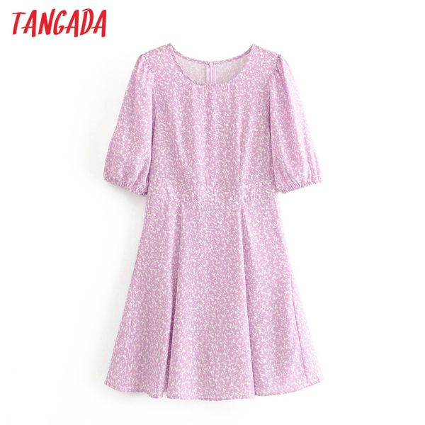 

tangada 2020 french fashion women flowers print summer dress puff short sleeve ladies dress 6a349, Black;gray
