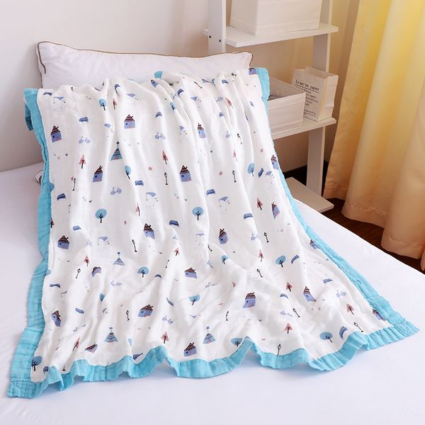 

120*120cm 4 layers baby blanket for newborn bamboo+cotton swaddle baby warp swaddle infant bedding receiving blankets bath