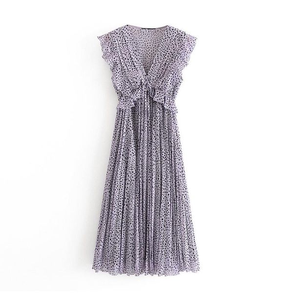 

summer new women's loose v-neck printed small pleated long dress, Black;gray