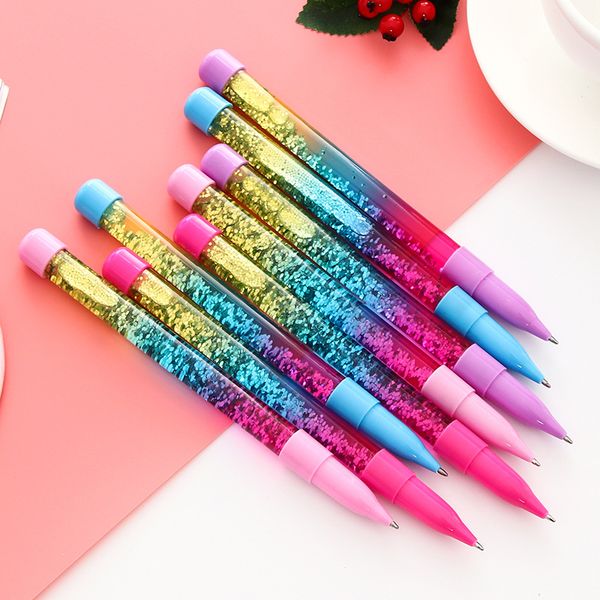 

5pcs/lot creatively 1.0mm luxury ballpoint flow oil crystal gold foil metal copper colorful high-grade gold quicksand pen, Blue;orange