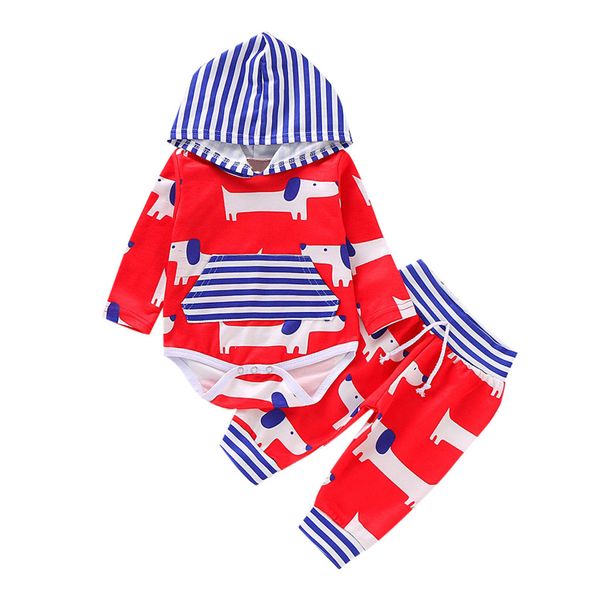 

toddler kids baby girl outfit autumn cartoon hooded romper bodysuit splice pants outfits set ubranka dla niemowlat, White